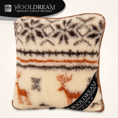 Poduszka z wełny owczej Merynos Australijski (wzór Renifer) Wooldream