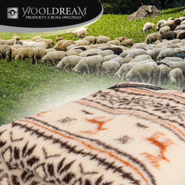 Kołdra z wełny owczej Merynos Australijski (wzór Renifer) Wooldream