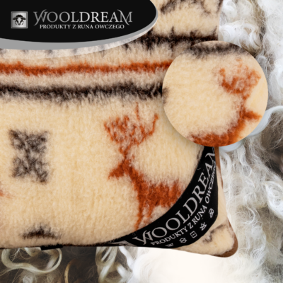 Poduszka z wełny owczej Merynos Australijski (wzór Renifer) Wooldream