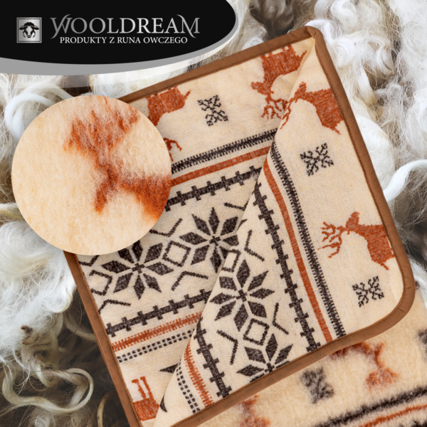 Prześcieradło z wełny owczej Merynos Australijski (wzór Renifer) Wooldream