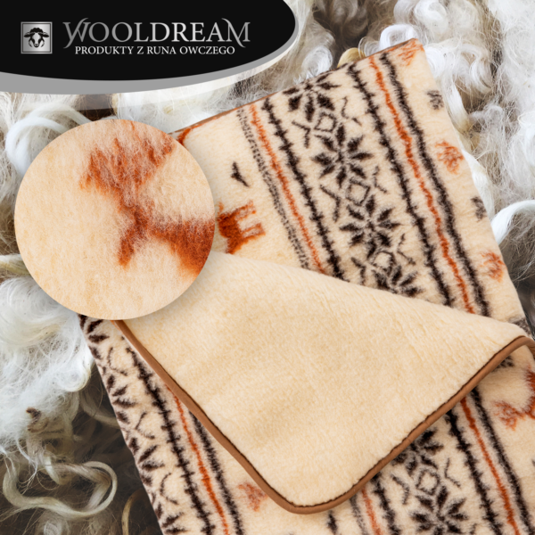 Kołdra z wełny owczej Merynos Australijski (wzór Renifer) Wooldream