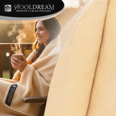 Koc/narzuta z wełny owczej Merynos Australijski Wooldream