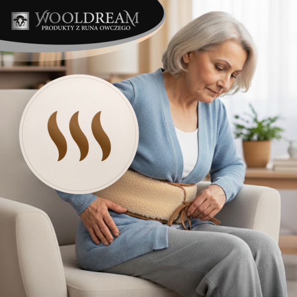 Pas lędźwiowy na kręgosłup ocieplający wełniany Wooldream