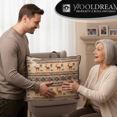 Prześcieradło z wełny owczej Merynos Australijski (wzór Renifer) Wooldream