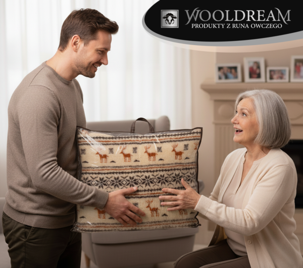 Prześcieradło z wełny owczej Merynos Australijski (wzór Renifer) Wooldream