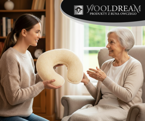 Poduszka wełniana rogal pod głowę Wooldream