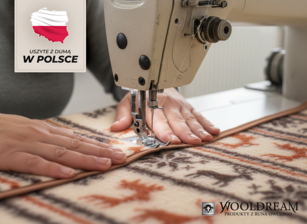 Poduszka z wełny owczej Merynos Australijski (wzór Renifer) Wooldream
