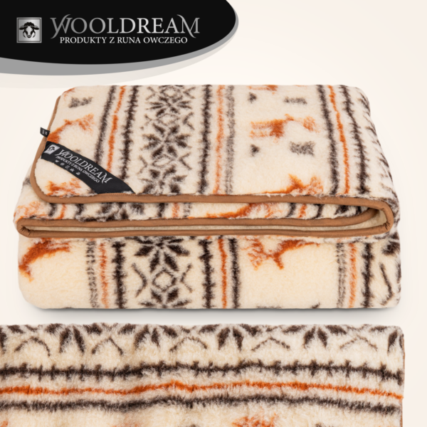 Komplet pościeli (3-częściowy) z wełny owczej Merynos Australijski (wzór Renifer) Wooldream