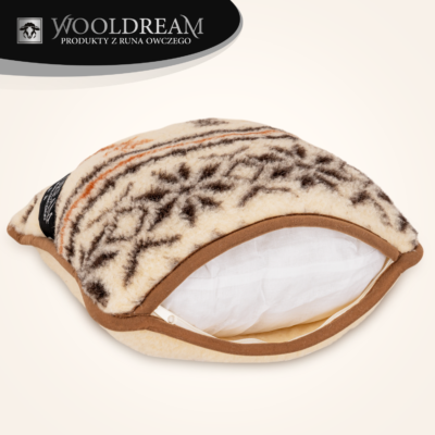 Poduszka z wełny owczej Merynos Australijski (wzór Renifer) Wooldream