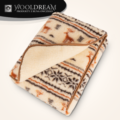 Komplet pościeli (4-częściowy) z wełny owczej Merynos Australijski (wzór Renifer) Wooldream